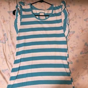 Blue and white striped shirt/blouse